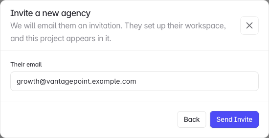 Inviting a new agency by email