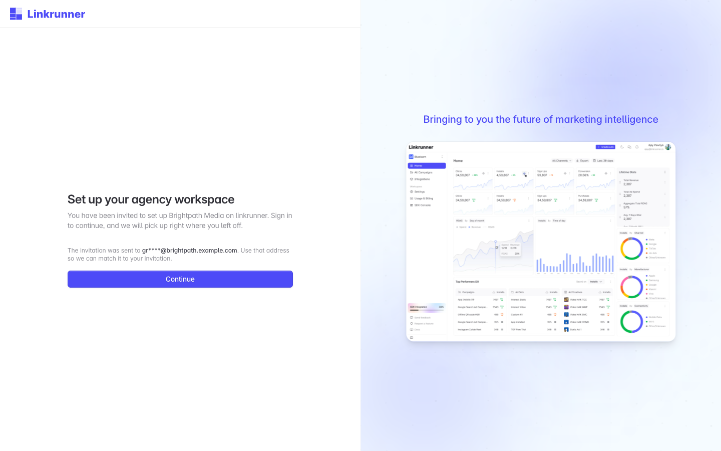 Agency invitation landing page