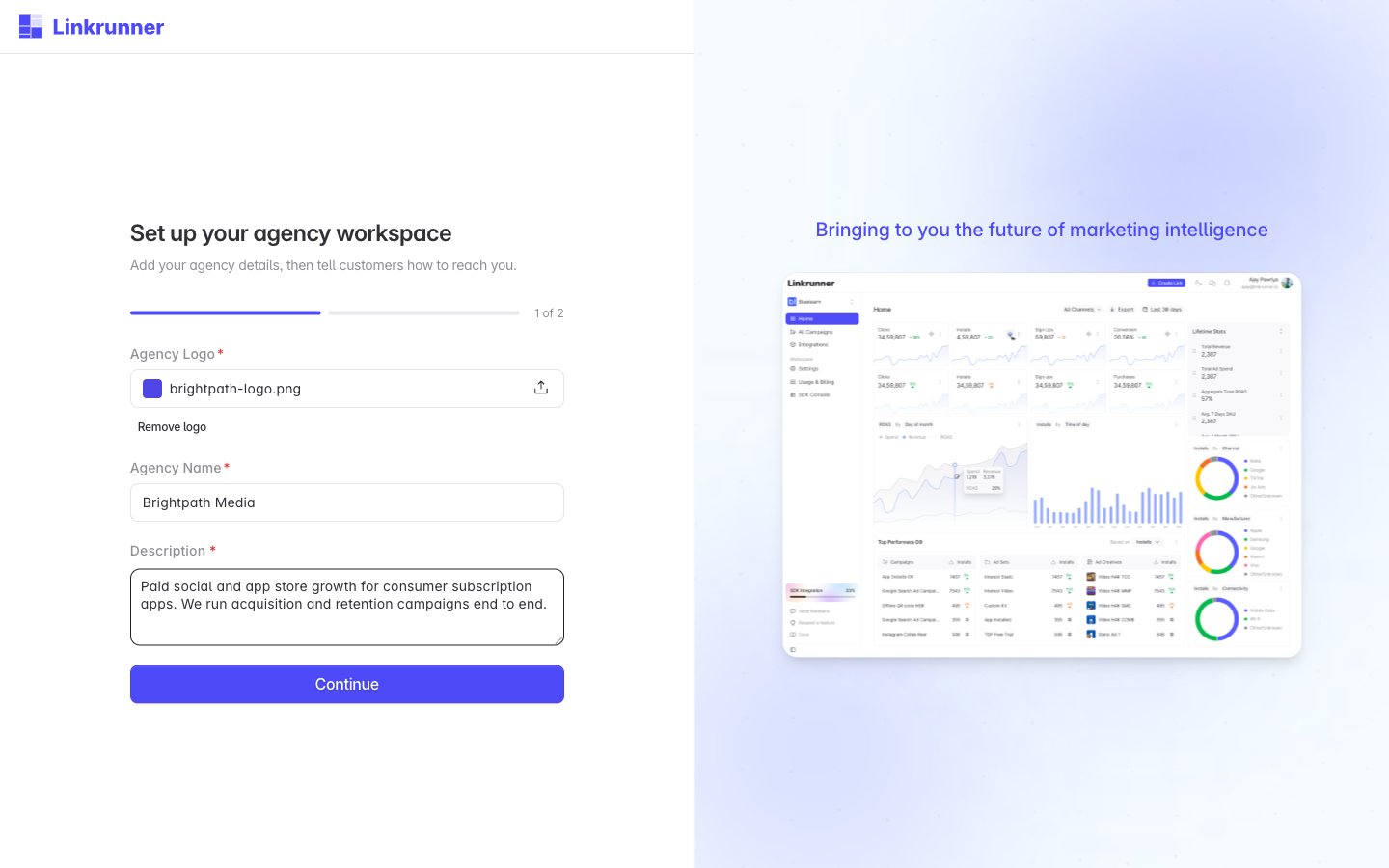 Agency details step of onboarding