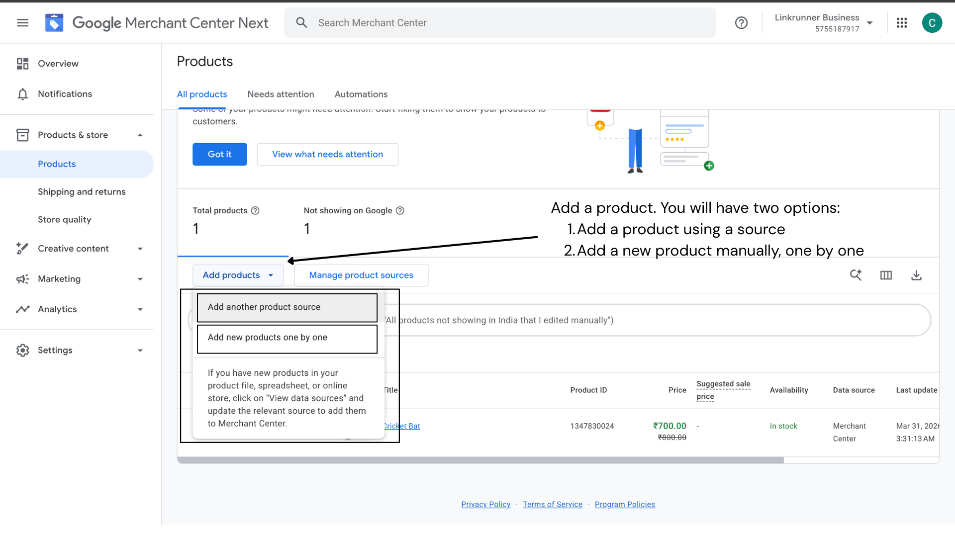 Adding products to Google Merchant Center