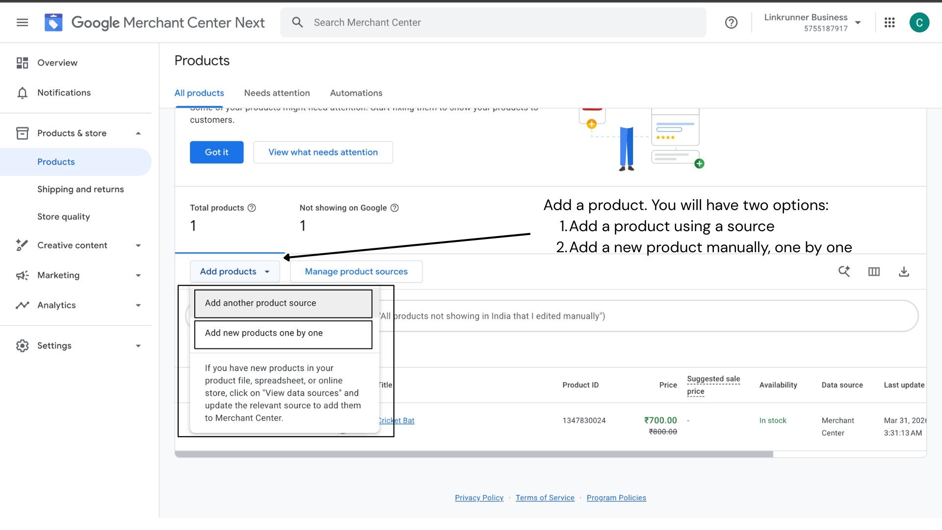 Adding products to Google Merchant Center