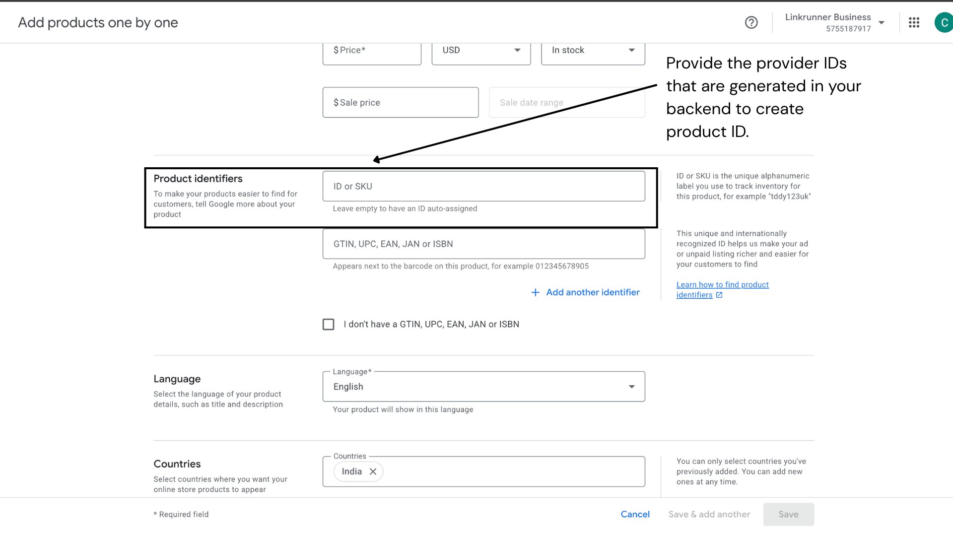 Product ID mapping between Google Merchant Center and your backend