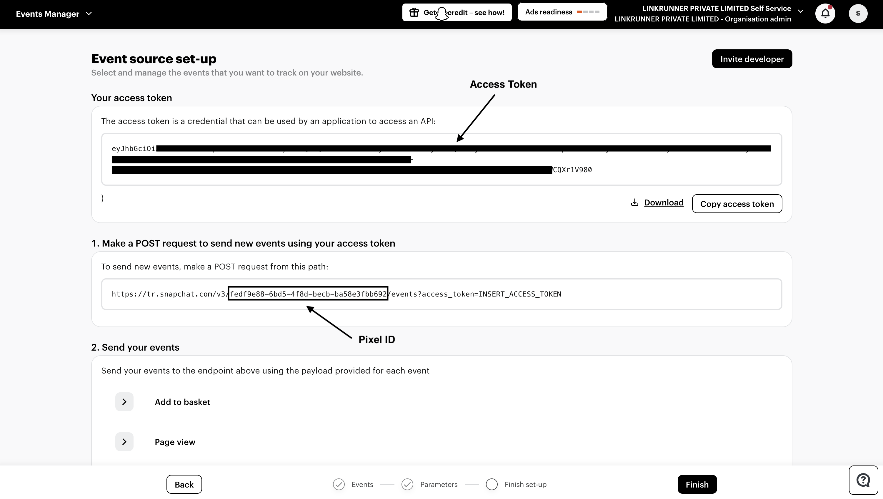 Snapchat Ads Manager - Copy Credentials