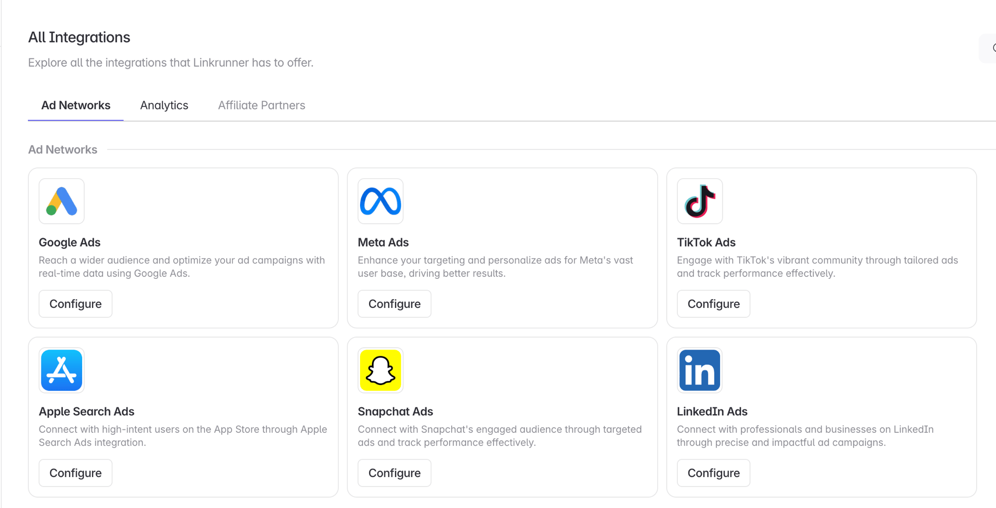 All Integrations page with the Google Ads card