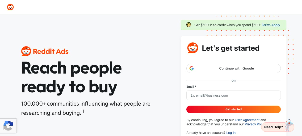 Reddit Ads account registration