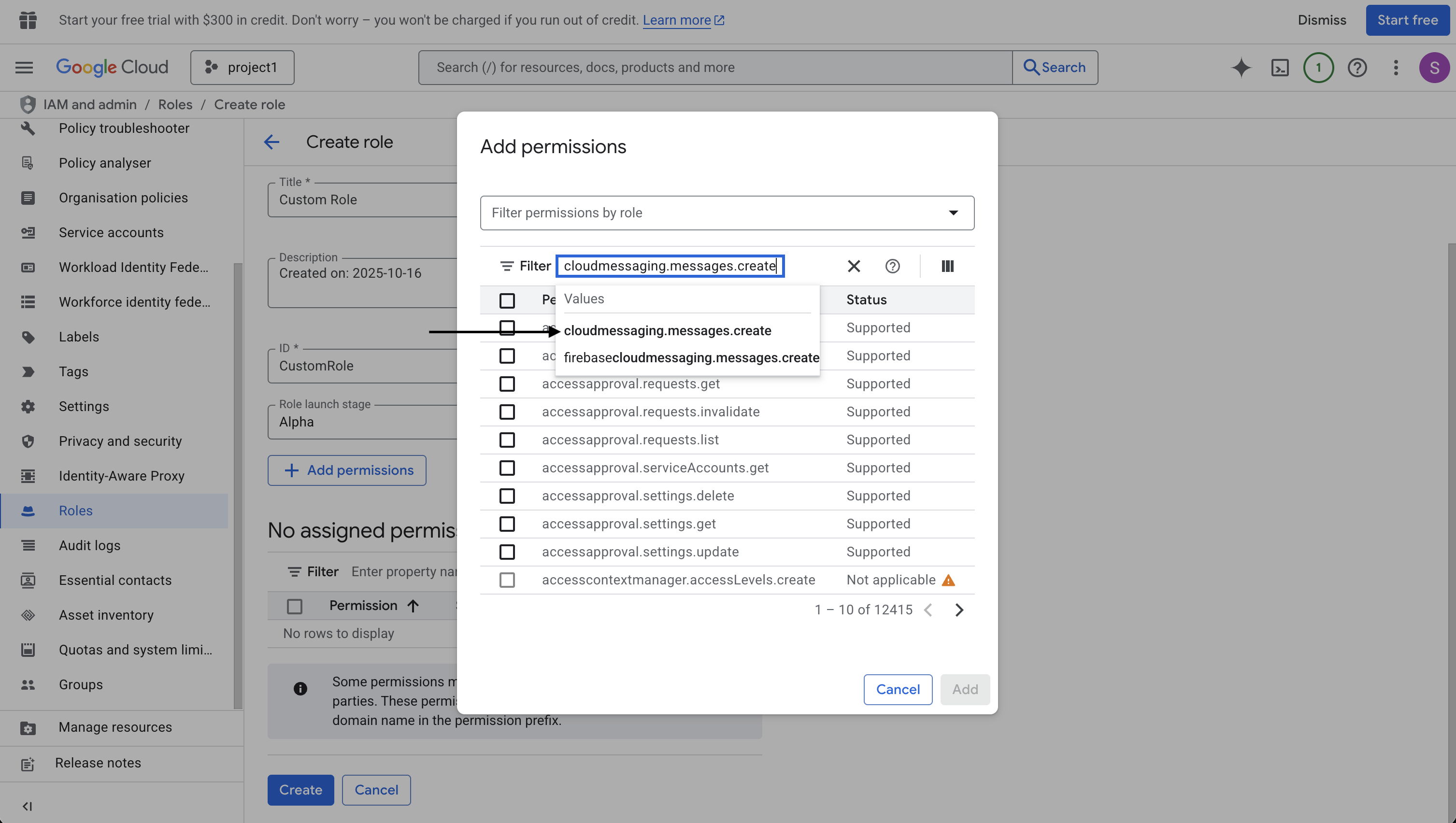 Google Cloud Permission