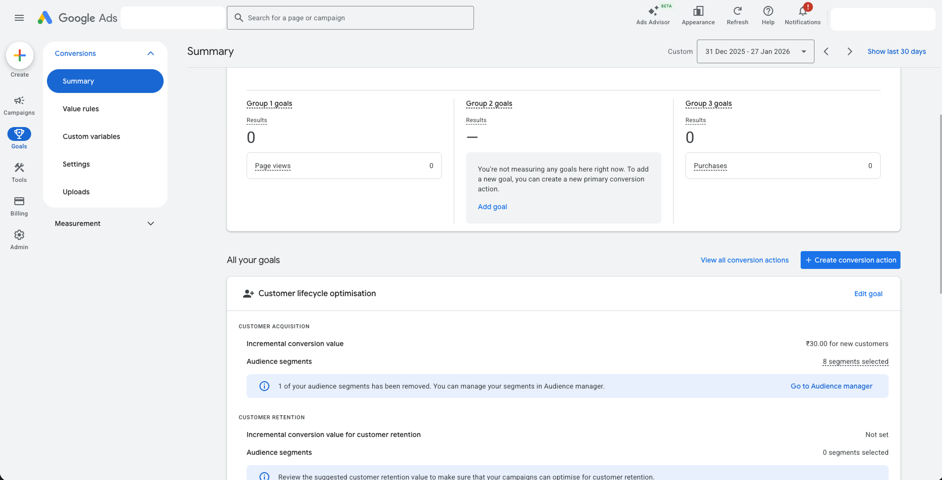 Google Ads - View All Conversion Actions