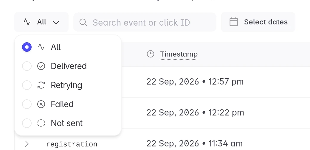 The status filter open