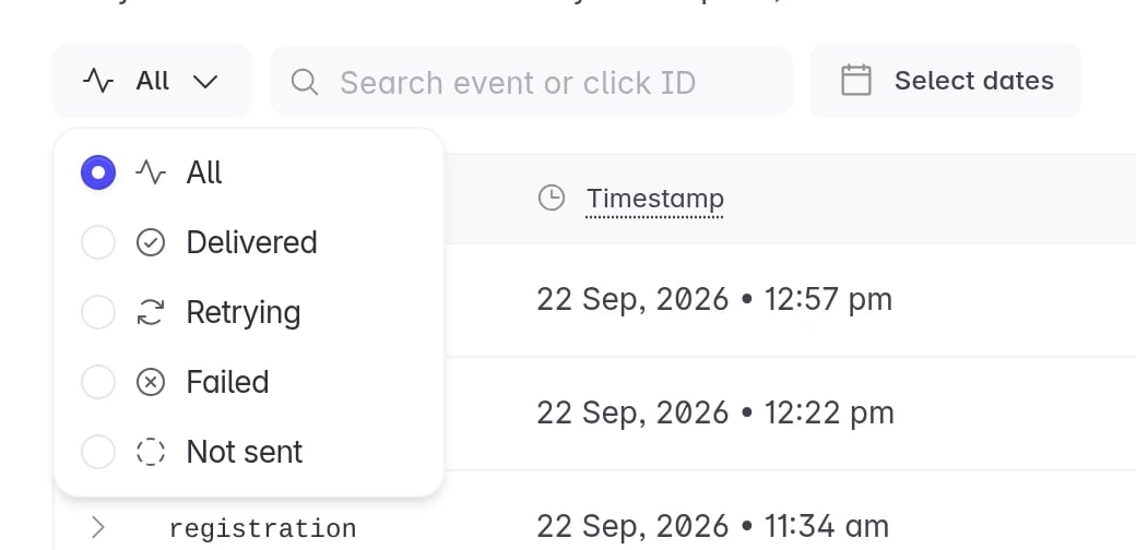 The status filter open