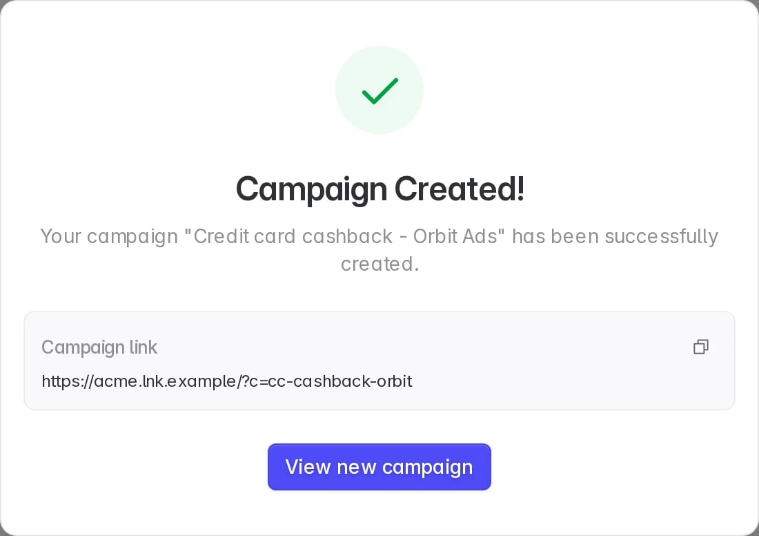 Campaign created for Orbit Ads