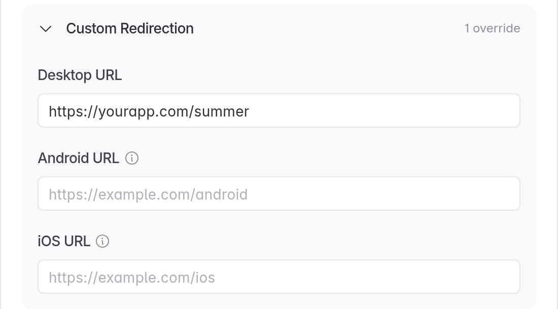 Custom Redirection with a Desktop URL set
