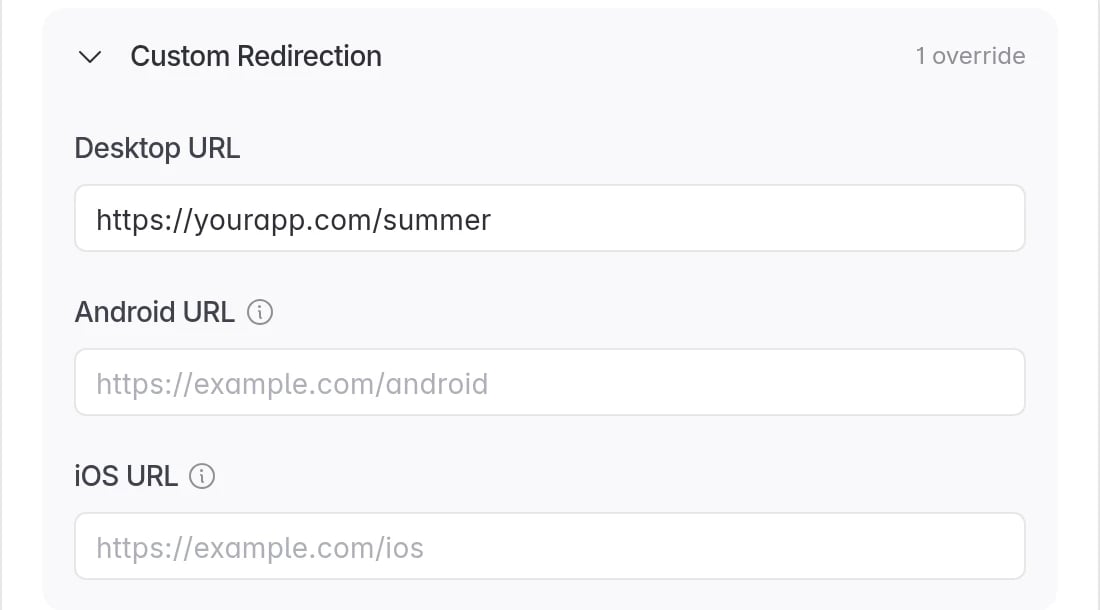 Custom Redirection with a Desktop URL set