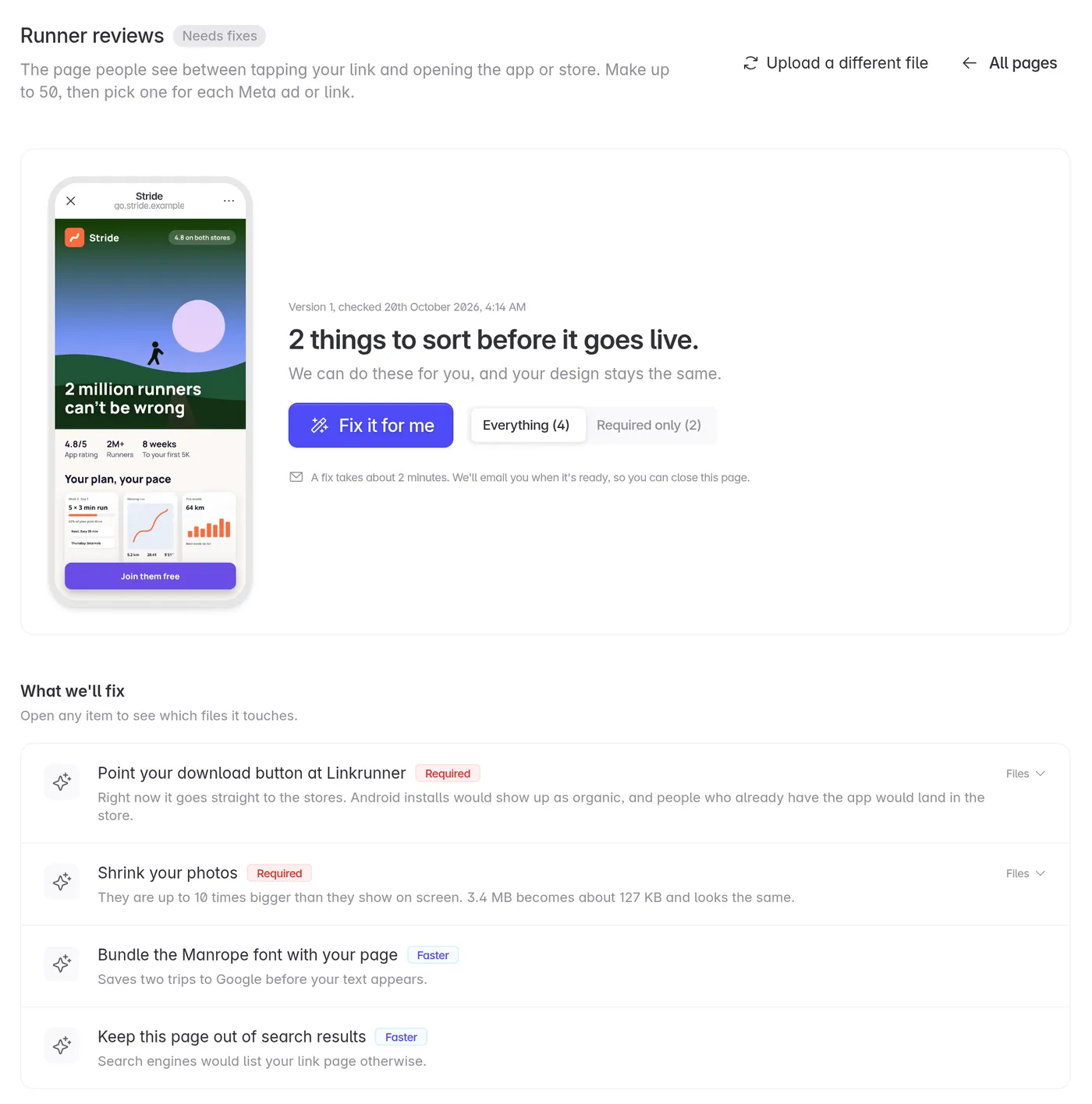 Check report with the Fix it for me button