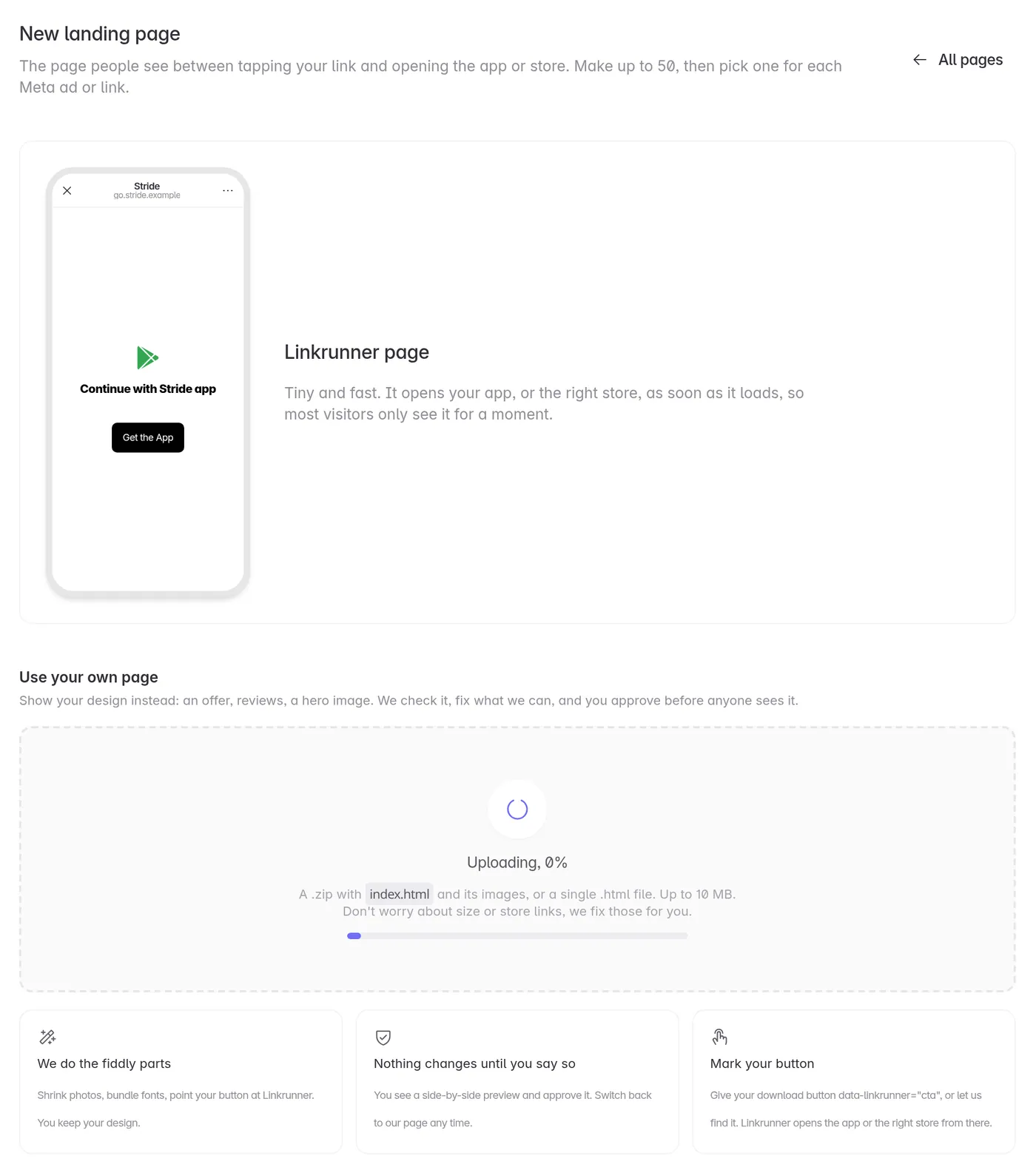 Uploading a page