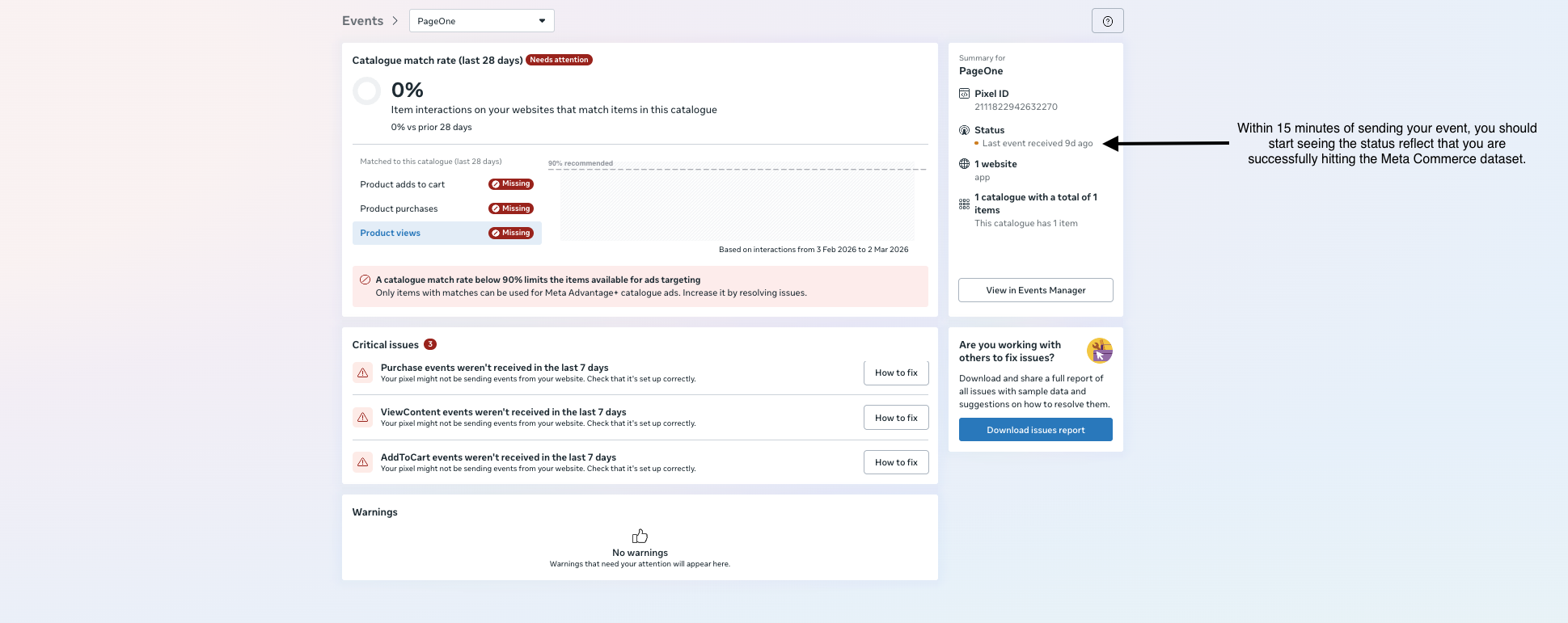 Commerce Manager Events Testing Verification
