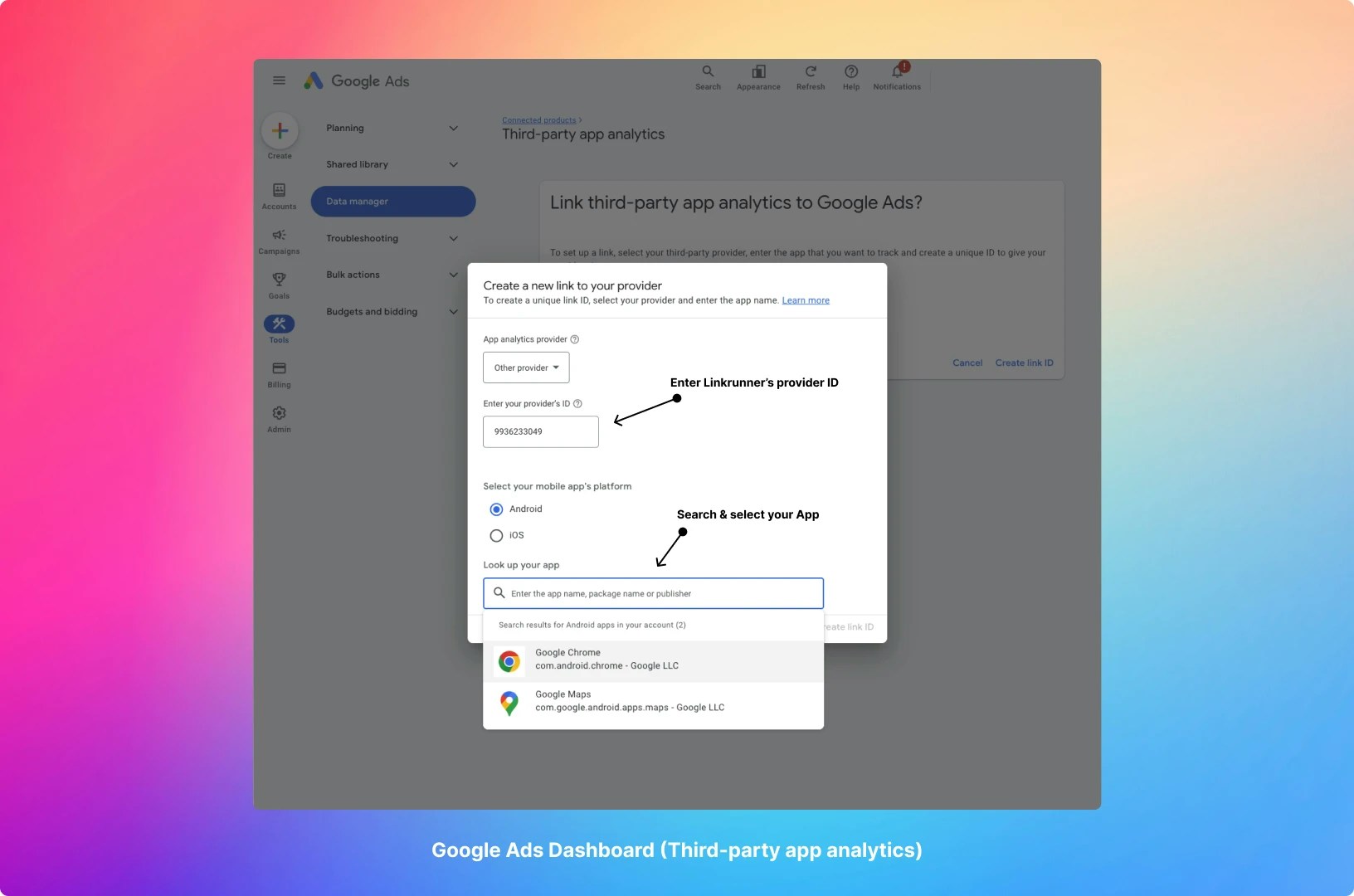 Google Ads Dashboard - Add Provider