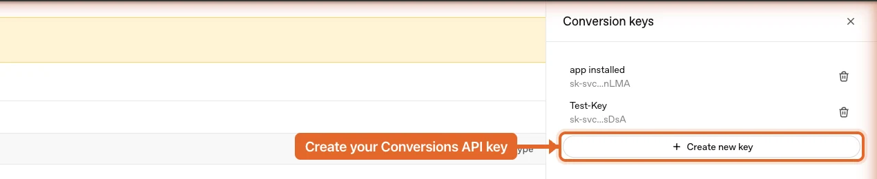 Creating a Conversions API key in ChatGPT Ads Manager