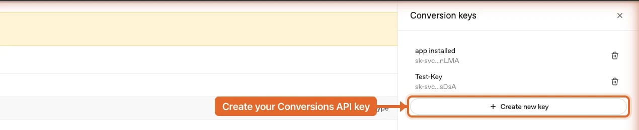 Creating a Conversions API key in ChatGPT Ads Manager