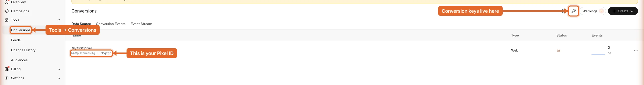 The Pixel ID on the Data Source tab in ChatGPT Ads Manager