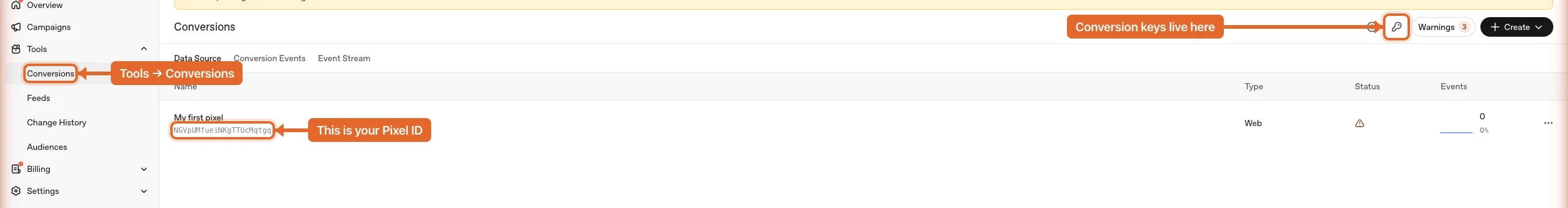 The Pixel ID on the Data Source tab in ChatGPT Ads Manager