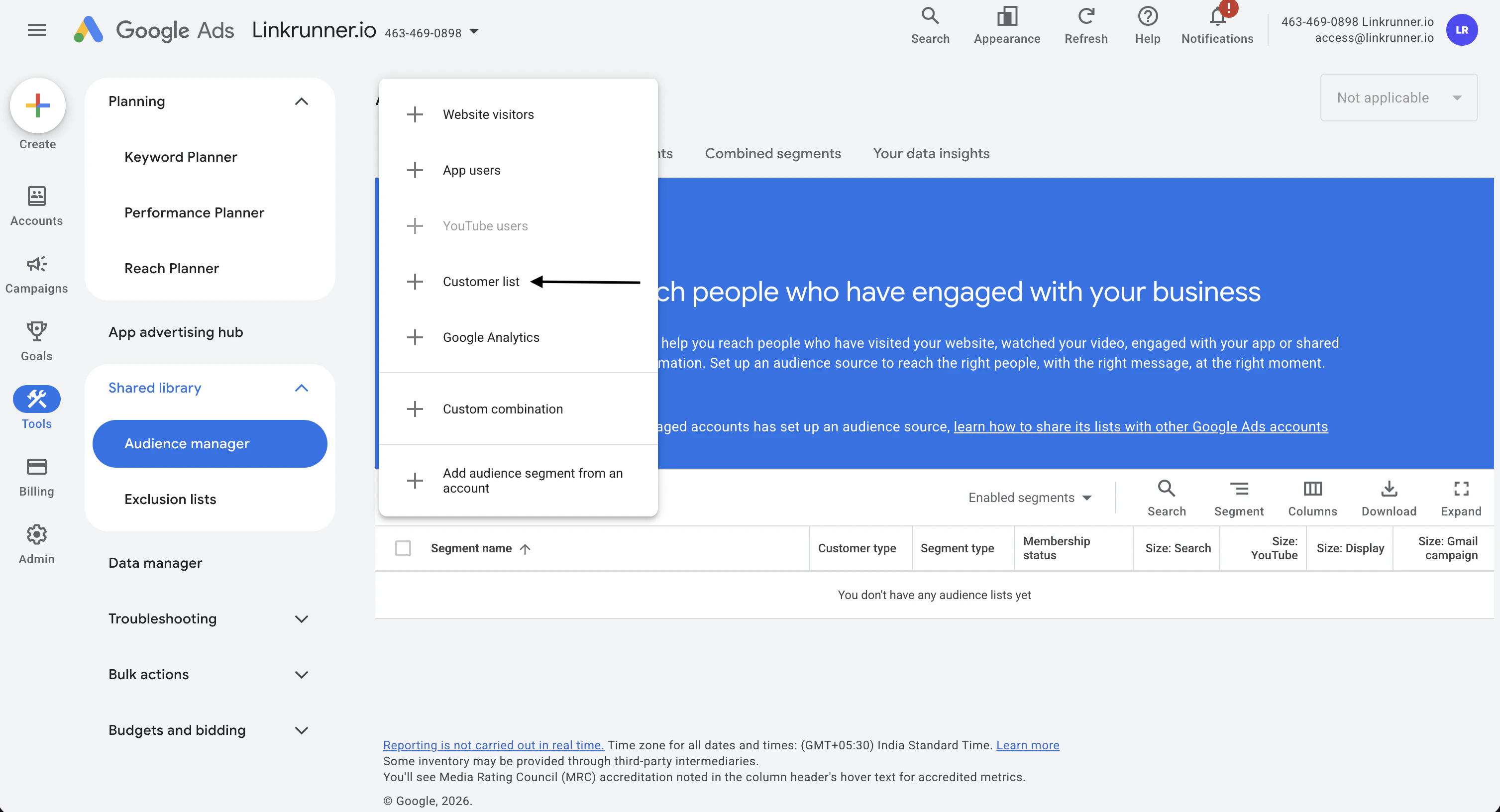 Select Customer list