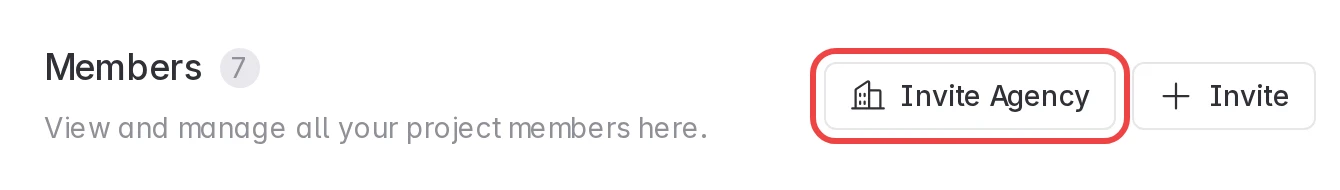 Invite Agency on the customer's Members page