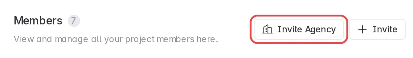 Invite Agency on the customer's Members page