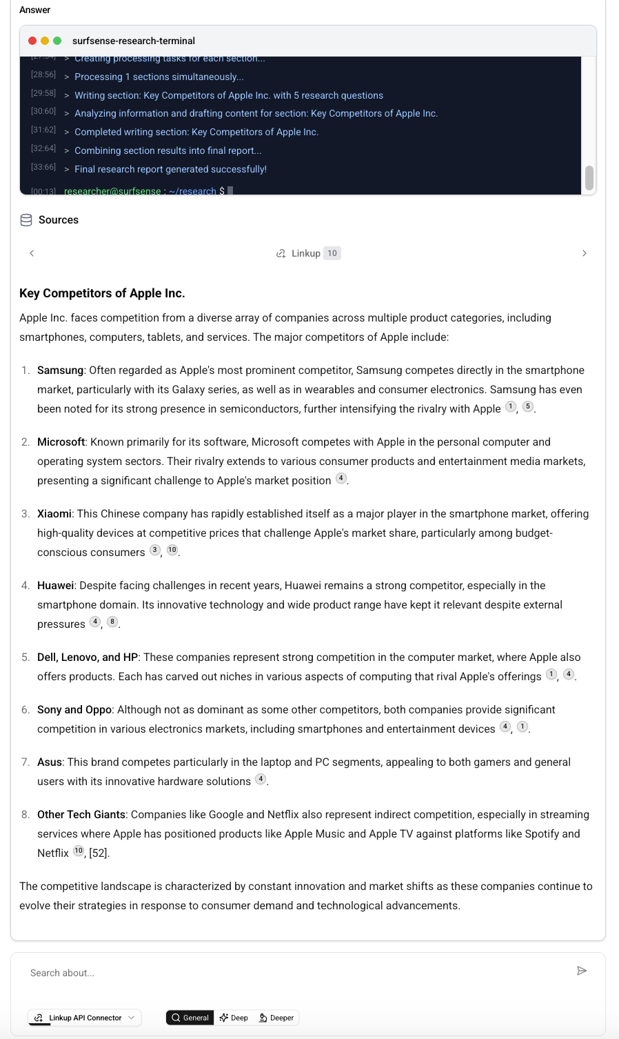 Example Usage - Linkup with Surfsense