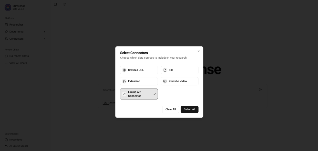 Selecting Linkup Connector