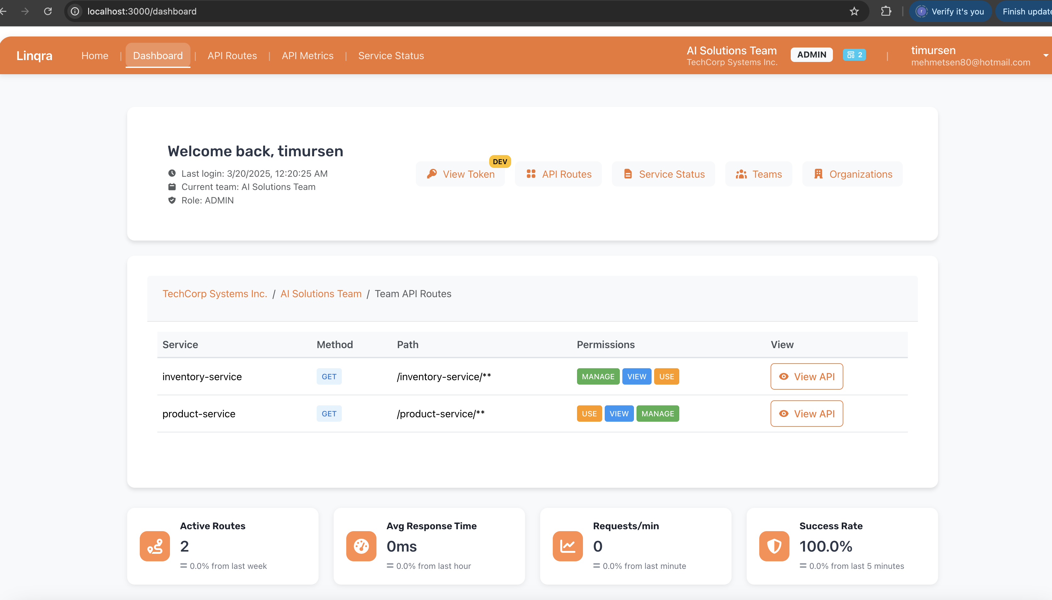Linqra Edge Service Dashboard