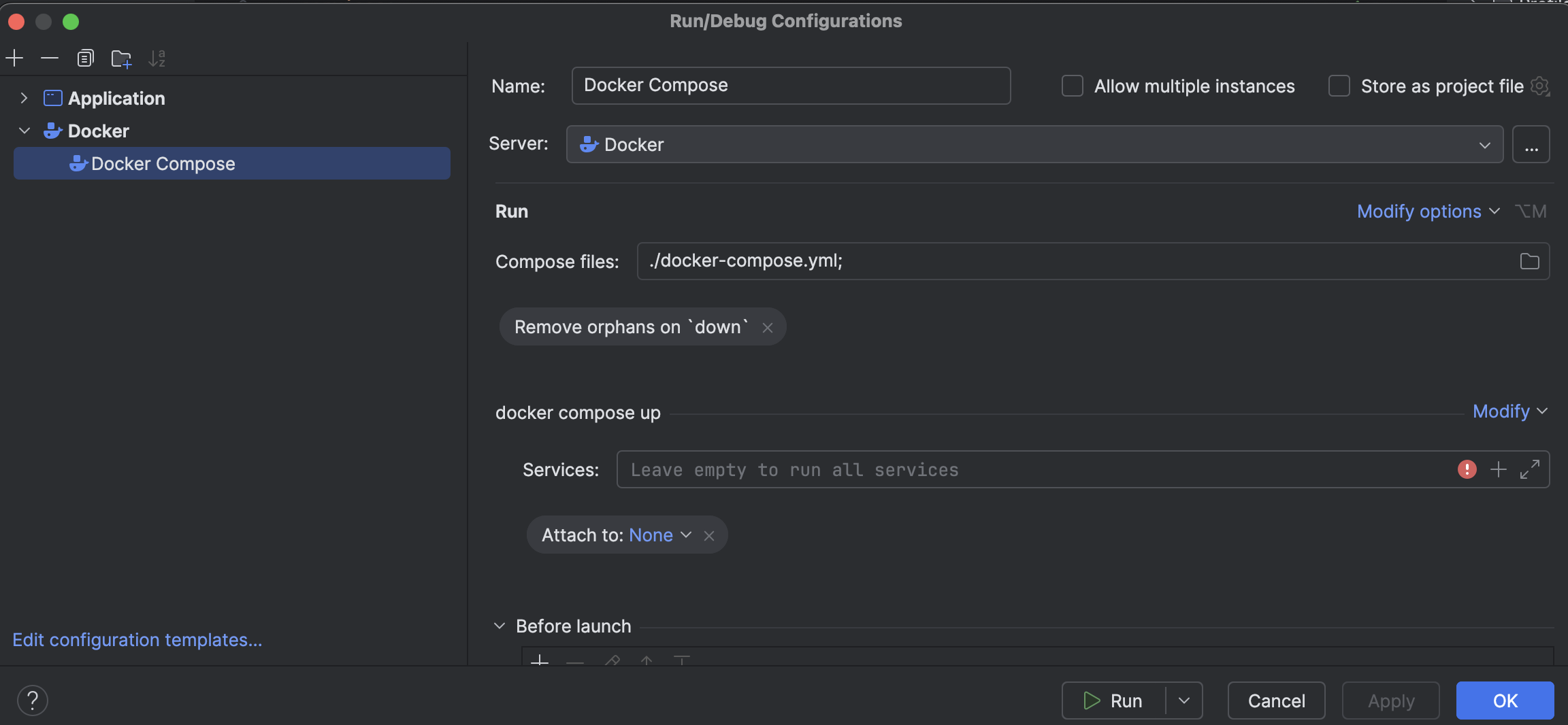 IntelliJ IDEA Docker Compose Configuration