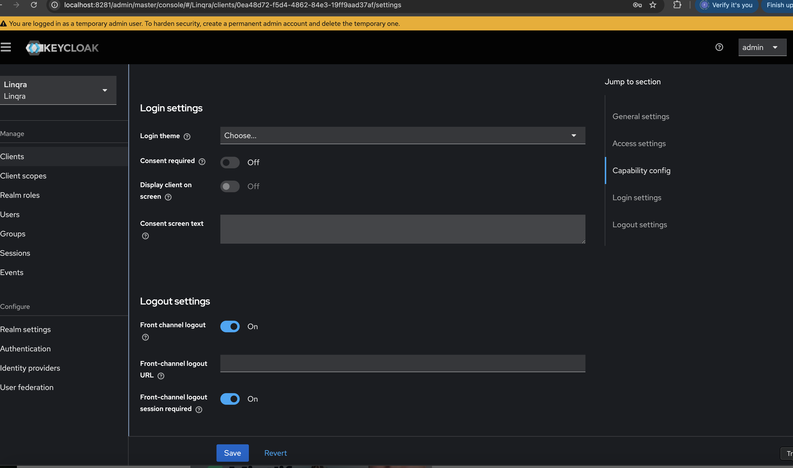 Creating new client - Capability Config