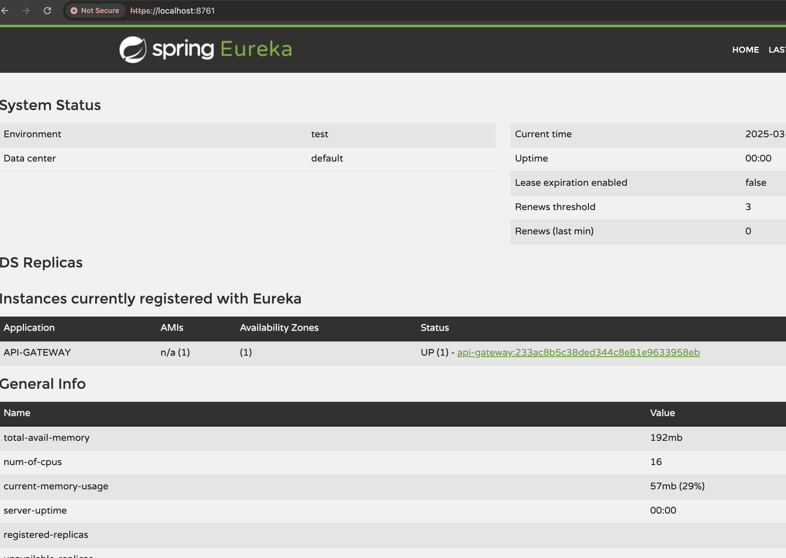 Eureka Discovery Server Dashboard