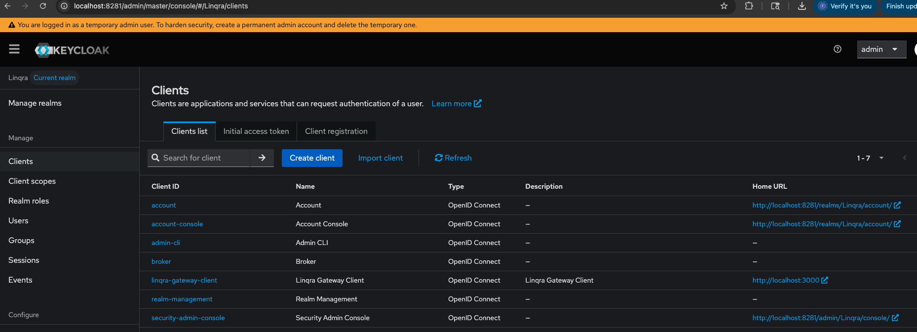 Importing client configuration