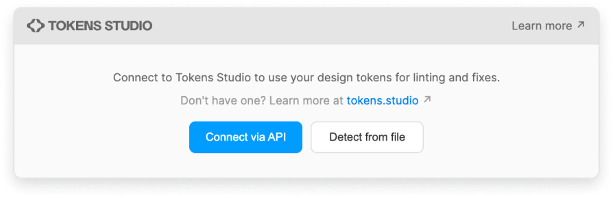 Tokens Studio integration panel before connecting