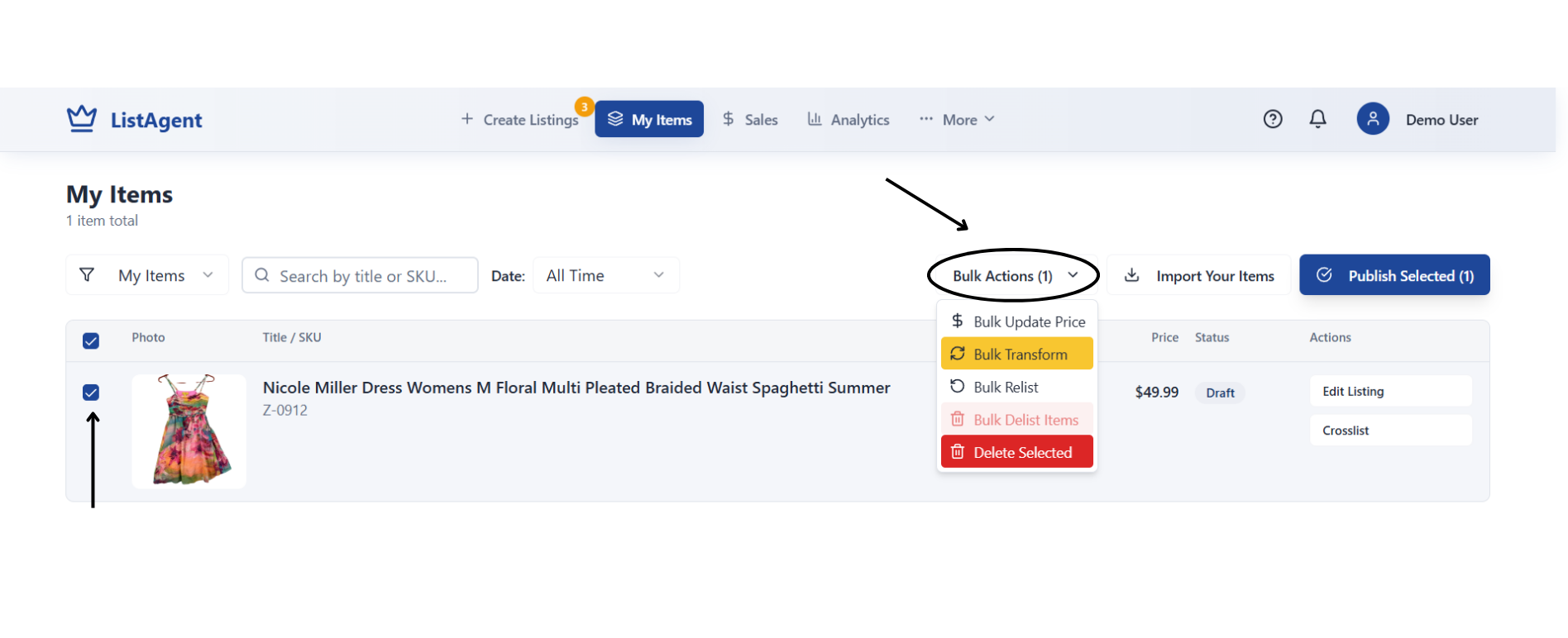 Bulk Actions Menu