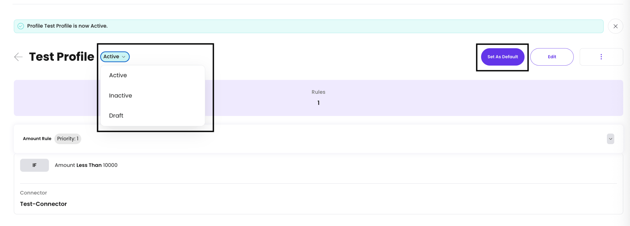 Activate the routing profile and set it as default
