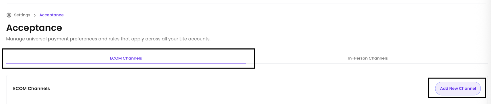 Add a new e-commerce channel