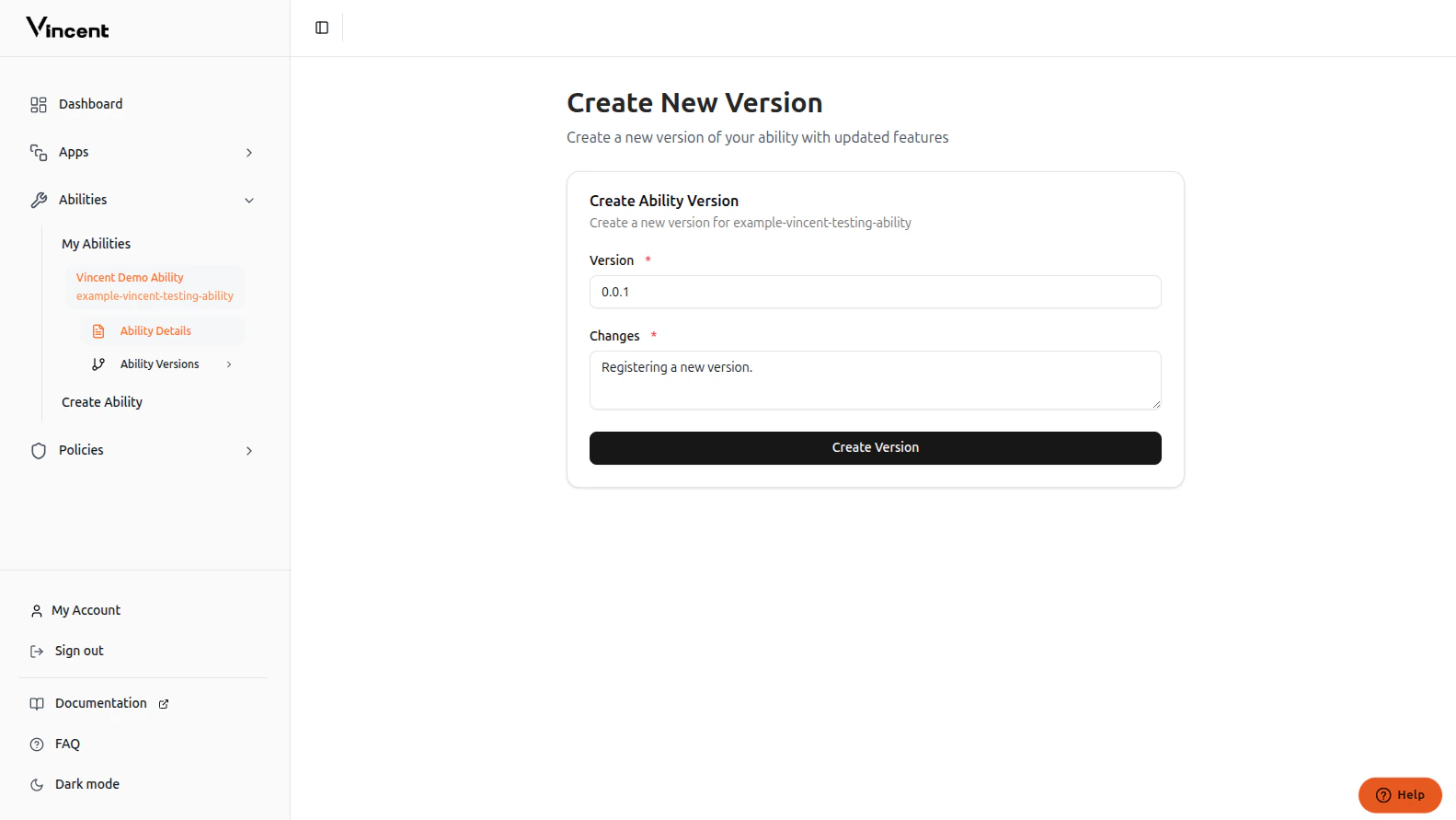 Version details form