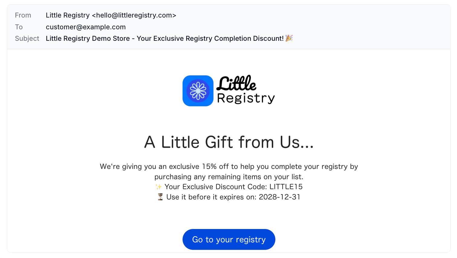 Completion Discount Email