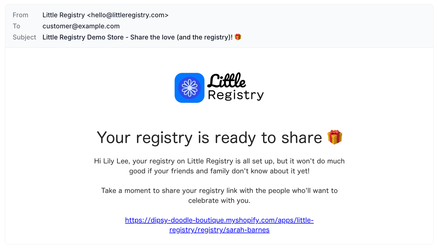 Share Registry Reminder Email