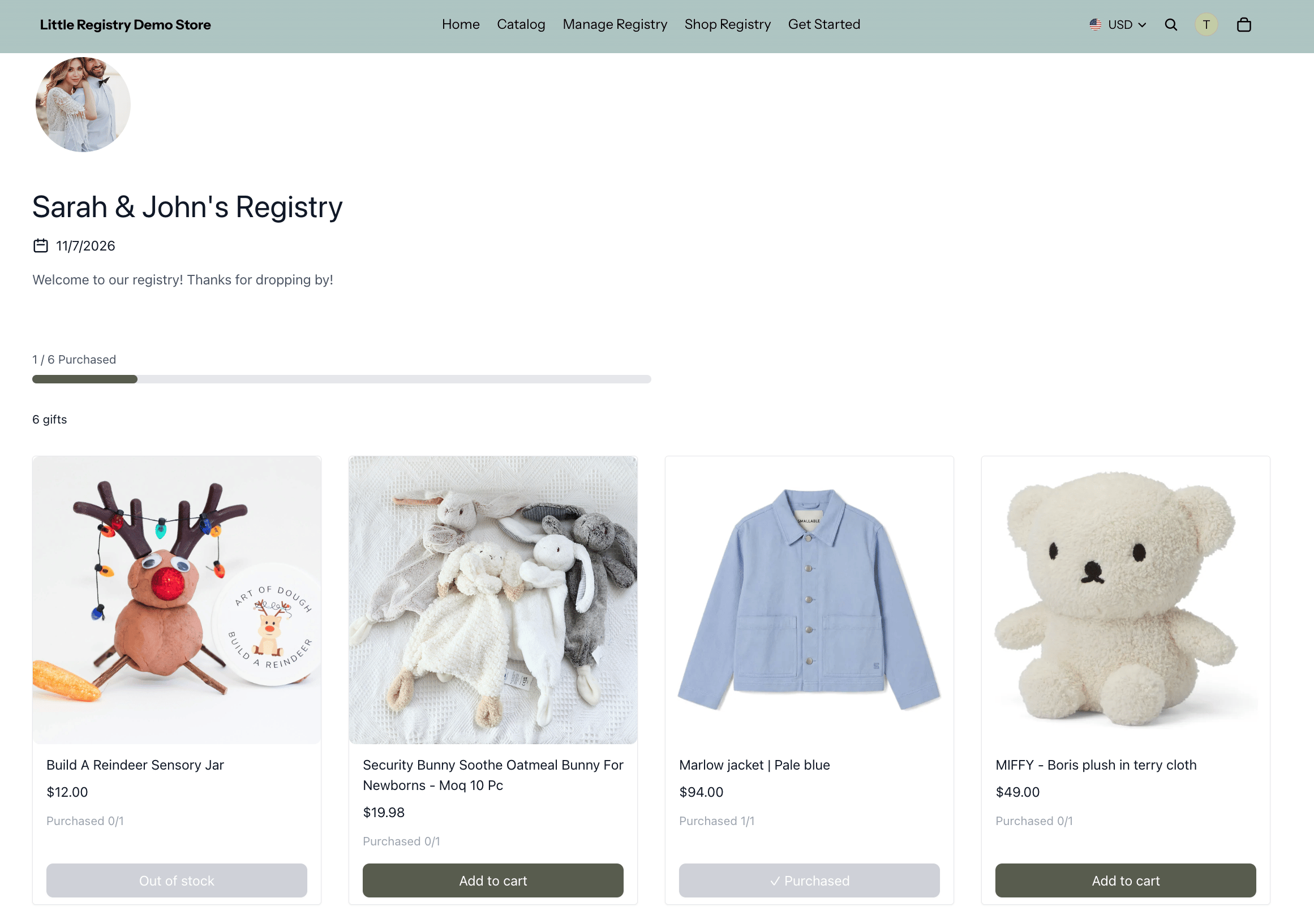 Public Shoppable Registry