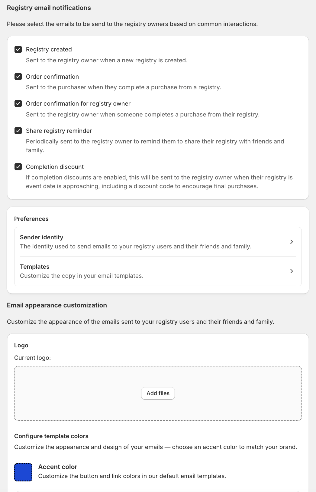 Registry Email Notifications Setup