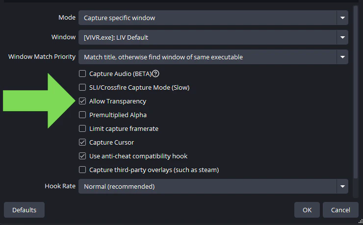 OBS Allow Transparency