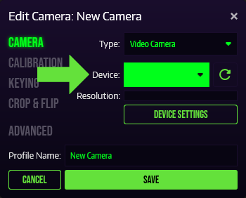 Selectcameradeviceorcapturecard