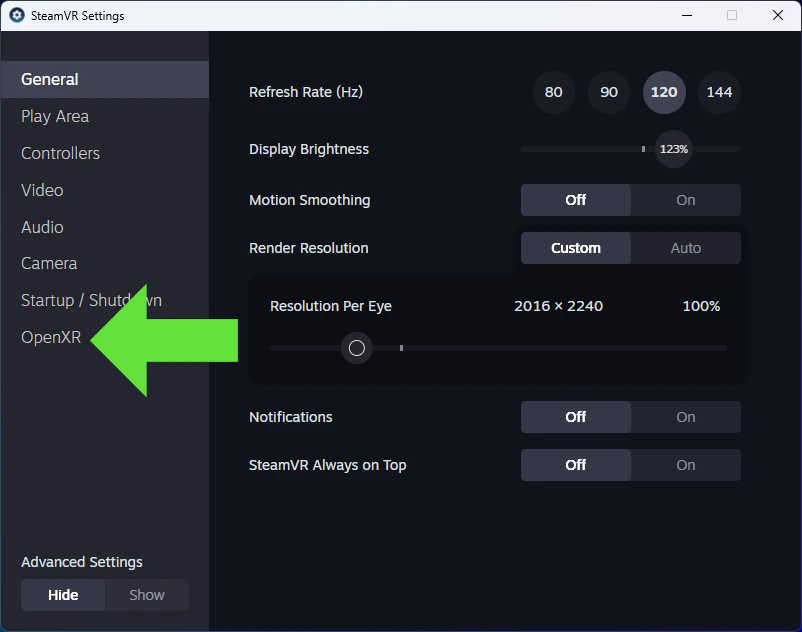 Openxrsettings