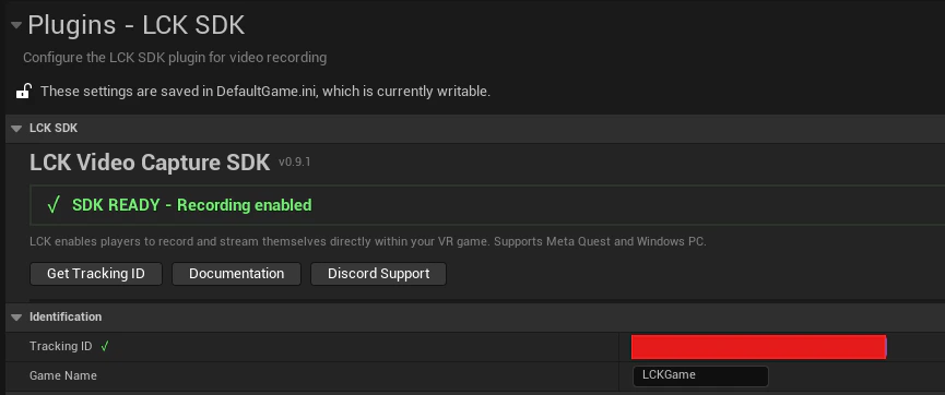 Unreal Tracking ID setting