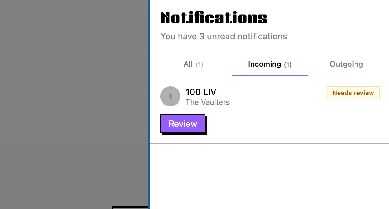 Notifikasi masuk dengan submission untuk direview