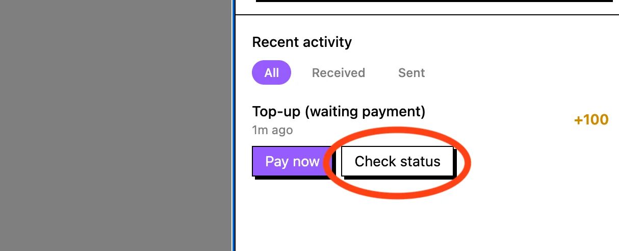 Check the payment status in the wallet