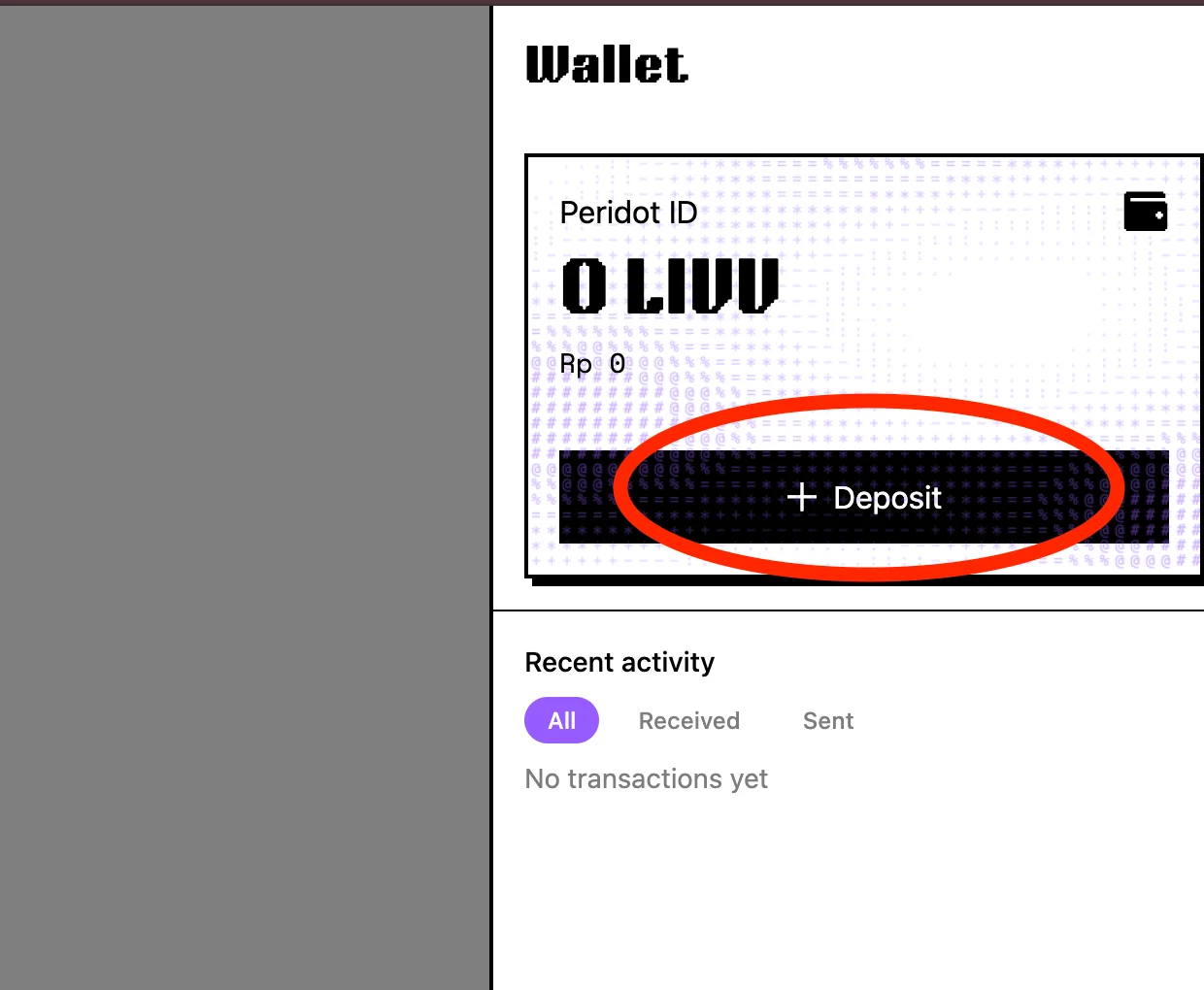Start a deposit from the wallet